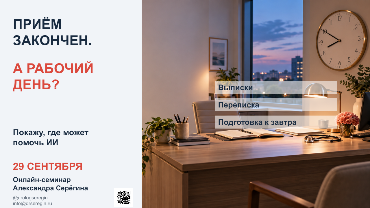 Афиша онлайн-вебинара «Вечер после приёма» 29 сентября 2026 года.